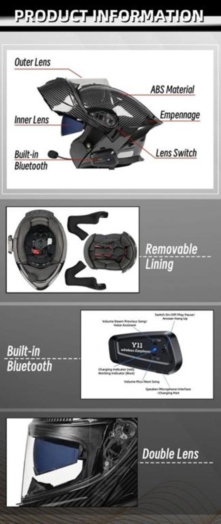 DOT approved Modular Helmets with Bluetooth
