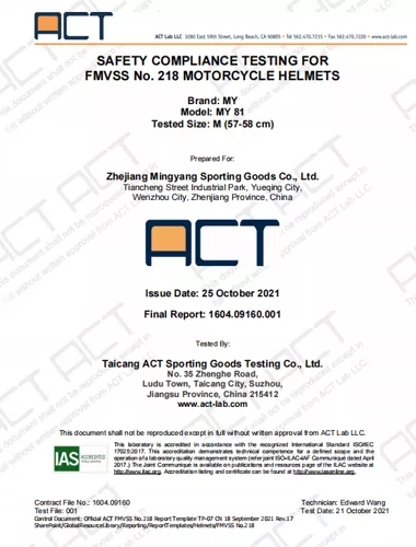 AQL sampling inspection and quality control for helmet bulk orders